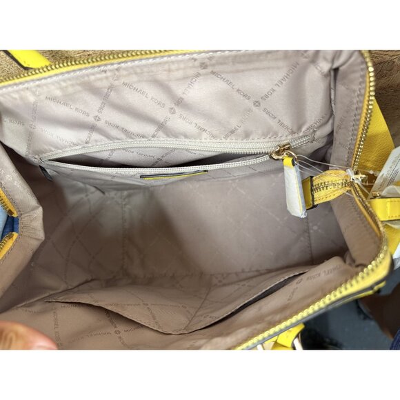 Michael Kors Large Charlotte Satchel Citrus Leather Satchel NWT - Picture 6 of 11